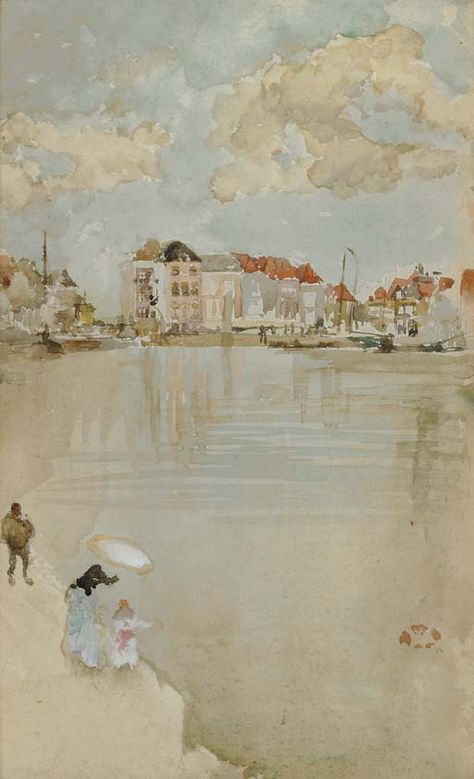 James McNeill Whistler (1834-1903) | Note in Rose and Silver--Dordrecht | Christie's Whistler Paintings, James Whistler, Art Amour, James Abbott Mcneill Whistler, James Mcneill Whistler, Beautiful Illustration, Art Appreciation, Whistler, Mellow Yellow