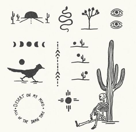 Mountains Minimalist, Desert Tattoo, Sun Minimalist, Van Life Travel, Earthy Tattoos, Lettering Tattoos, Desert Nature, Cowgirl Tattoos, Cowboy Tattoos