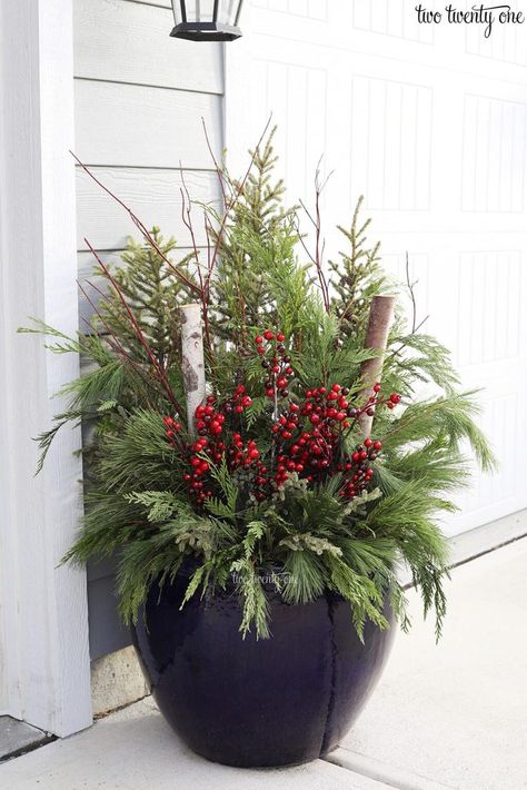 Farm Exterior, Christmas Window Boxes, Christmas Urns, Outdoor Christmas Planters, Christmas Florals, Holiday Planter, Winter Arrangements, Winter Planter, Porch Planters