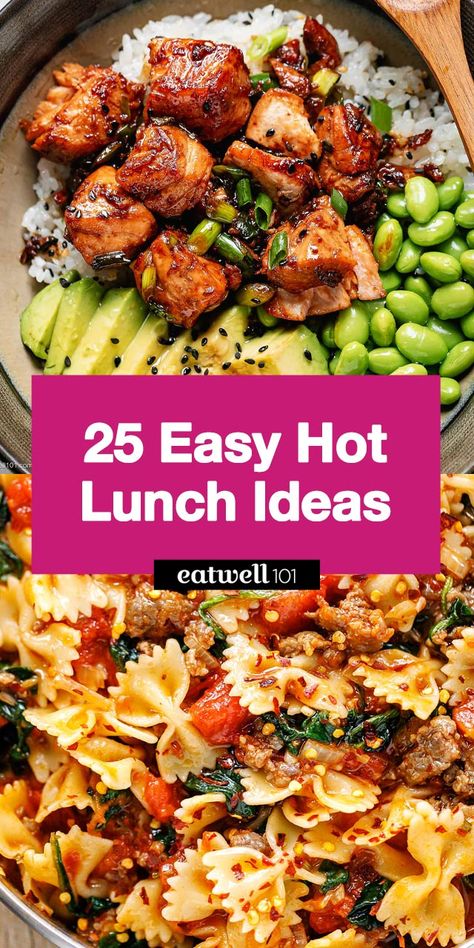 25 Easy Hot Lunch Ideas - #hotlunch #recipes #eatwell101 - These hot lunch recipe ideas plus a quick run in the microwave are all you need for a healthy, nourishing, and delicious hot lunch meal at work, at school, or even at home! Simple Lunch Ideas For Husband, Tasty Work Lunches, Easy Good Lunches For Work, Back To Work Lunch Ideas, Dinner Ideas For On The Go, Meal Prep Hot Lunches For Work, Healthy Lunches For Men, Easy Meals For Lunch At Work, Aldi Lunch Ideas For Work