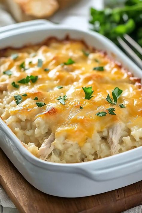 Creamy Chicken Rice Casserole Creamy Chicken Rice Casserole, Easy Chicken Rice Casserole, Creamy Chicken And Rice Casserole, Creamy Chicken Rice, Chicken Breast Casserole, Cheesy Chicken And Rice, Chicken Flavored Rice, Stuffing Balls, Creamy Chicken And Rice