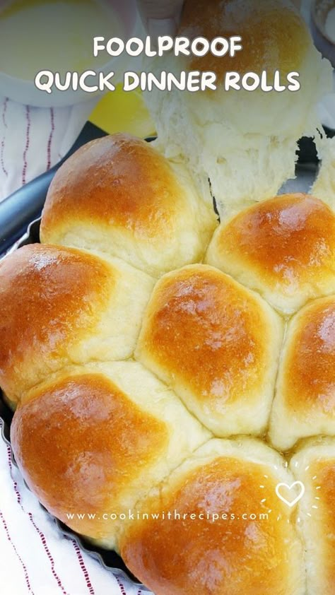 Foolproof Quick Dinner Rolls Recipe - Flour, yeast, butter and milk is all you need to create these soft and fluffy dinner rolls in less than half an hour! These foolproof 30 minute dinner rolls are so easy to make you’ll never go store-bought again! 30 Minute Dinner Rolls Recipes, 90 Minute Dinner Rolls, Small Batch Dinner Rolls Recipe, Fast Dinner Rolls Easy, Quick Dinner Rolls No Yeast, Easy Dinner Rolls Recipe Quick No Yeast, Quick And Easy Cinnamon Rolls, Easy Dinner Rolls No Yeast, Fast Dinner Rolls