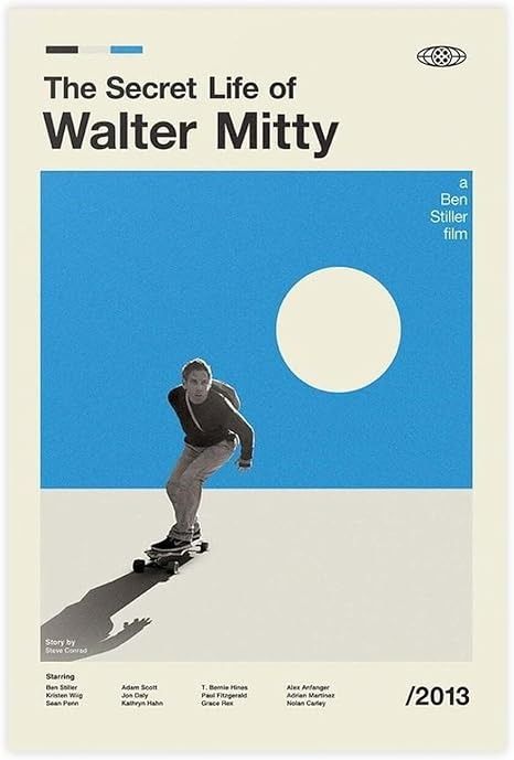 Amazon.com: Movie Posters The Secret Life Of Walter Mitty Poster Canvas Poster Bedroom Decor Sports Landscape Office Room Decor Gift Unframe: Unframe:16x24inch(40x60cm): Posters & Prints Secret Life Of Walter Mitty Movie Poster, The Secret Life Of Walter Mitty Poster, The Secret Life Of Walter Mitty, Walter Mitty Poster, Minimalist Poster Movie, Mitty Movie, Poster Design Minimalist, Poster Minimalist Design, Movie Poster Prints