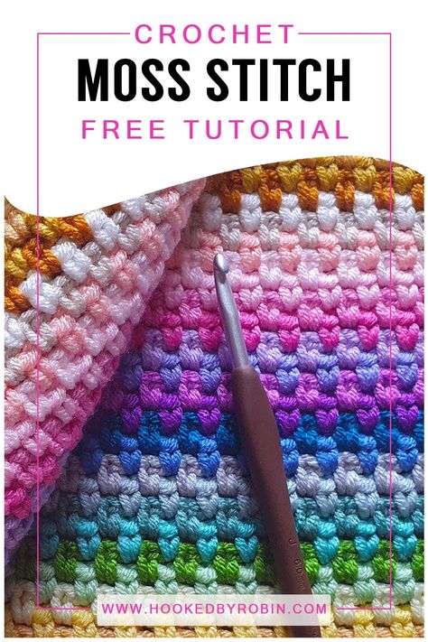 Crochet Moss Stitch [Free Video Tutorial & Written Pattern!] Milestone Stitch Crochet, Free Crochet Moss Stitch Blanket Patterns, Crochet Blanket Patterns Zig Zag, Moss Stitch Afghan Free Pattern, Fun Easy Crochet Stitches, Moss Stitch Afghan, Crochet Box Stitch Free Pattern, Chevron Moss Stitch Crochet, Crochet Mosaic Moss Stitch