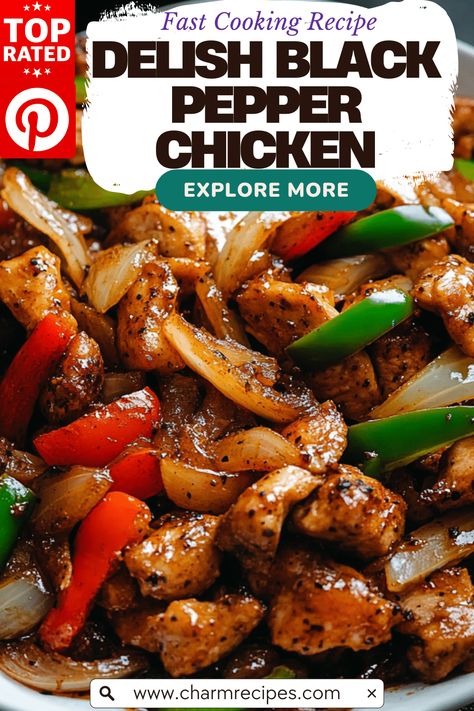 Black Pepper Chicken Healthy Black Pepper Chicken Recipe, Chinese Buffet Black Pepper Chicken, Panda Black Pepper Chicken Recipe, Chicken Dinner Ideas Asian, Thai Black Pepper Chicken, Crock Pot Black Pepper Chicken, Black Peppered Chicken, Keto Black Pepper Chicken, Black Pepper Chicken Sauce