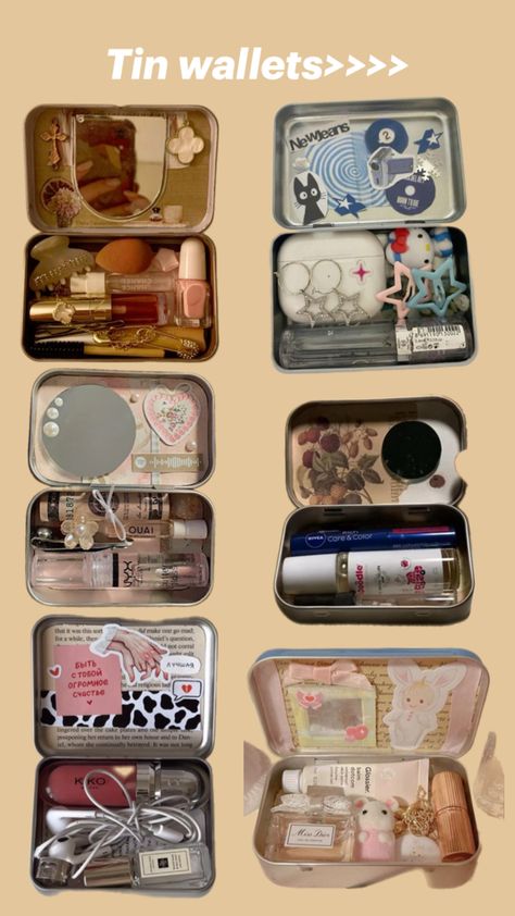 Here are some ideas for ur Altoid/tin wallet😘😘 Makeup Touch Up Kit, Tin Wallet, Wallet Inspiration, Mint Tin Crafts, Wallet Ideas, Tin Crafts, Travel Size Makeup, Altoids Tin, Altoid Tin