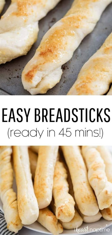 Easy Homemade Breadsticks, Easy Breadsticks, Breadsticks Easy, Homemade Breadsticks, Parmesan Butter, Bread Sticks Recipe, Garlic Breadsticks, Baking Homemade, I Heart Naptime