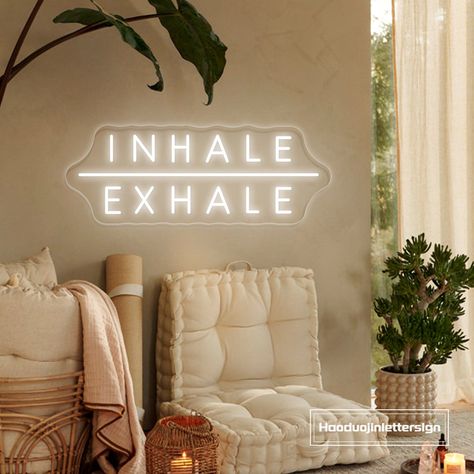 #NeonLightSigns #BrightIdeas #NeonSigns #BrightIdeas Yoga Salon Design, Yoga Interior Design Studios, Healing Office Space, Healing Home Decor, Massage Room Lighting, Gym Aesthetic Light, Massage Studio Design, Therapy Clinic Interior Design, Sosa Aesthetic