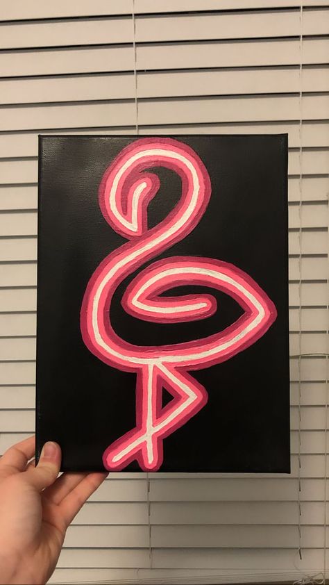 Flamingo Neon Sign Acrylic Painting | Pink canvas art, Canvas painting designs, Mini canvas art Neon Pink Painting, Neon Lights Painting Canvas, Neon Lights Painting, Neon Drawing Ideas, How To Paint Neon Effect, Neon Effect Painting, Neon Sign Painting Canvas Diy, Neon Art Painting Easy, Neon Art Drawings