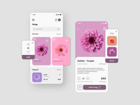 Flower Shop Mobile App Exploration by Murakabiman Flower App Icon, Chrome Text, Ui And Ux Design, Flower App, Flower Cafe, Shop Mobile, 3d Elements, User Flow, Flower Mobile