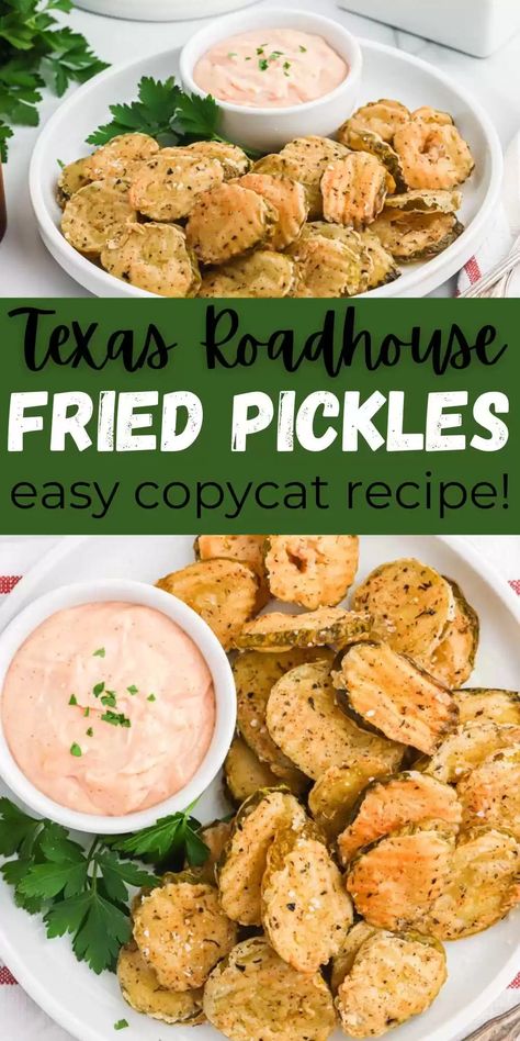 Texas Roadhouse Fried Pickles Recipe - Eating on a Dime Easy To Follow Recipes, Fried Pickle Sauce, Texas Roadhouse Fried Pickles, Easy Deep Fried Pickles, Deep Fried Pickles Recipe, Hooters Fried Pickles, Easy Fried Pickles, Fried Pickle Chips, Fried Dill Pickles