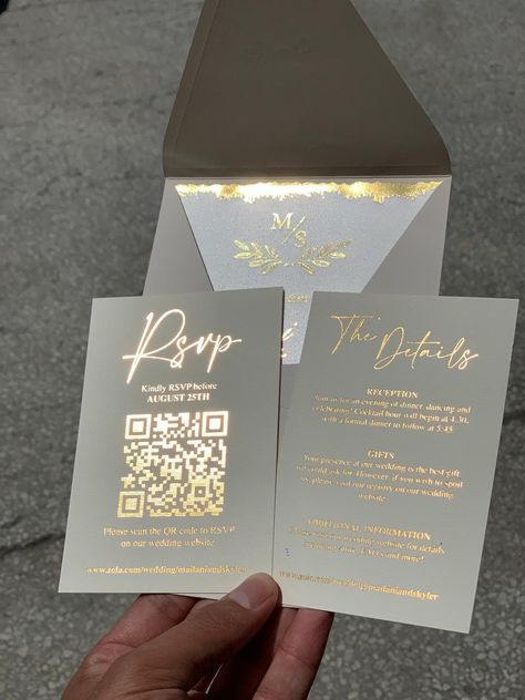 Wedding RSVP Cards, Details Cards, Envelope, Modern Chic Wedding Invitations, Wedding Invation Cards, Modern Elegant Wedding Invitations, Rsvp Wedding Cards Wording, Glam Wedding Invitations, Gold Wedding Invites, Wedding Card Sample, Kad Jemputan, Rsvp Cards Wedding