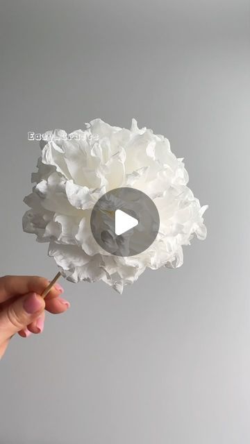 Diy Flower Easy, Diy White Flowers, Paper Flower Craft Ideas, Crap Paper Flower, How To Make A Paper Fan, How To Make Diy Flowers, Paper Craft Decoration Ideas, Diy Floral Wall Decor, Cool Things To Make Out Of Paper