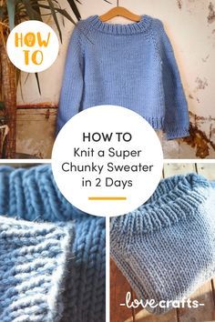 Learn how to knit a free super chunky sweater pattern in a weekend! | Learn how to knit with LoveCrafts.com Chunky Knit Sweater Pattern Free, Pola Sweater, Chunky Sweater Pattern, Sweater Pattern Free, Chunky Knit Sweater Pattern, Knit Sweater Pattern, Easy Sweater Knitting Patterns, Knitting Patterns Free Sweater, Chunky Knit Jumper