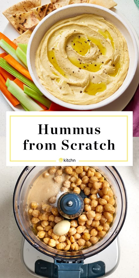 How To Make Hummus from Scratch | Kitchn How To Make Hummus, Plain Hummus Recipe, Hummus Wraps, Gina Livy, Homemade Hummus Recipe, Hummus Recipes, Baby Food Processor, Hummus Recipe Homemade, Scratch Cooking