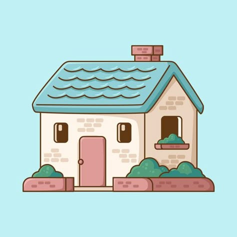 House Cute Drawing, Kawaii House Drawing, Cute House Drawing Simple, Casa Dibujo Aesthetic, Cartoon House Drawing, Cartoon House Design, Chibi House, Cute House Drawing, Cartoon Houses Illustration