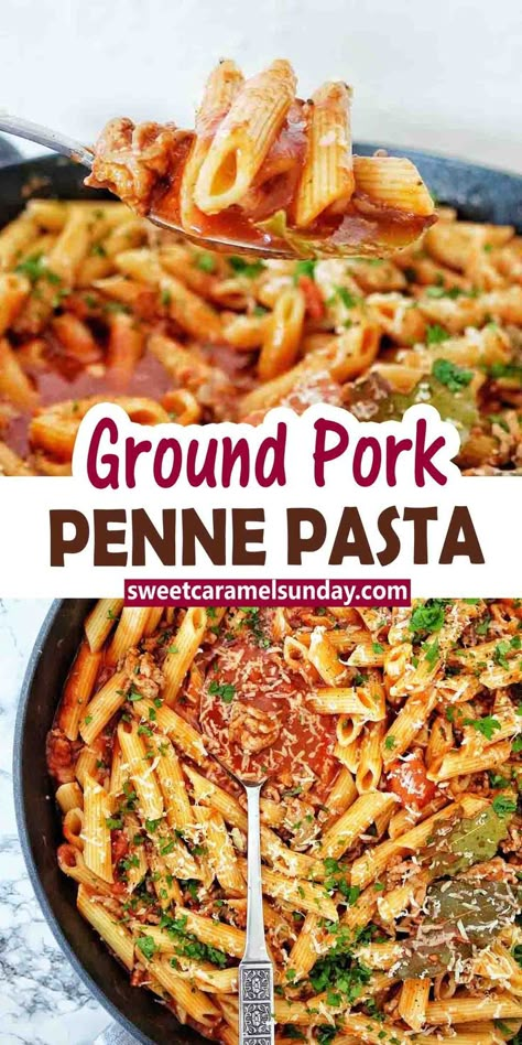 Ground Pork Meal Ideas, Pork Pasta Sauce, Ground Pork Ideas, Ground Pork Recipes For Dinner Pasta, Pasta With Ground Pork, Recipes For Ground Pork Main Dishes, What To Do With Ground Pork, Dinner Ideas With Ground Pork, Pork Ground Meat Recipes