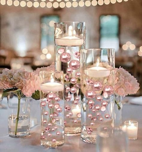 100 Floating Light Pink Blush Pearls with Matching Sparkling Gems-Jumbo Sizes-Fills 2 Gallons of Pearls/Gems & The Most Transparent Gels for Vases-with Exclusive Measured Floating Kit 25 Anniversary Table Decorations, Pearl Vase Centerpiece, Navy Blue And Pink Wedding Decorations Table Runners, Blush And Gold Centerpieces, Pink And Gold Table Centerpieces, Mason Jar Tulle Centerpieces, Nye Party Decorations Pink, Clear Orbeez Vase, Centerpieces Floating Flowers