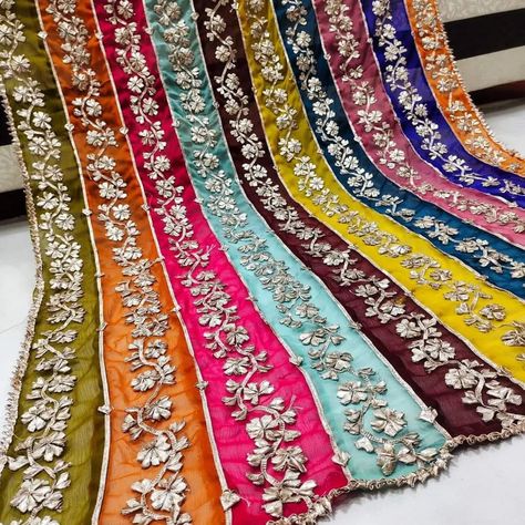 *Multi Gota Work DUPATTA* 🎊*LATEST Collection* 🎊 *FULL JALL GOTA Work Dupatta* 💫*Excellent Quality Fabric:-Soft Chiffon* *Full Size Dupatta #fyp #03483905974 #foryoupage #viral Gota Work Design, Latest Dupatta Designs, Duppattas Designs Ideas, Gota Work, Couture Sewing, Designs Ideas, Light Colors, Soft Fabrics, Quality Fabric