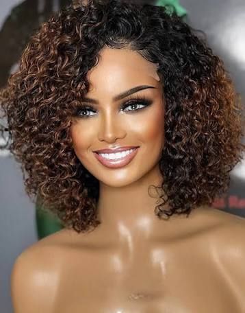 Curly Crochet Hair Styles, Natural Hair Wigs, Short Human Hair Wigs, Pelo Afro, Short Hair Wigs, 100 Human Hair Wigs, Beautiful Wigs, Curly Lace Front Wigs, Brown Wig