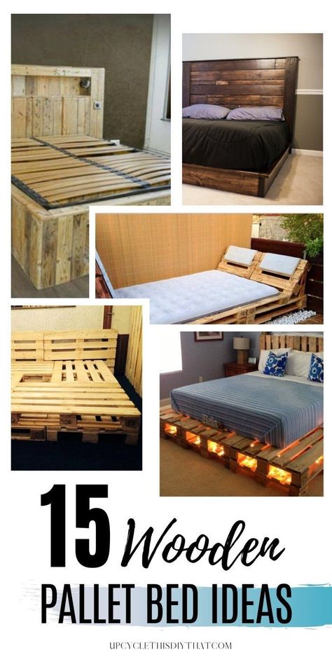 Wooden Pallet Bed Frame Diy, Bed Frame From Pallets Diy, How To Build A Pallet Bed Frame, How To Make A Bed Out Of Pallets, Diy Pallet King Bed Frame, Bed Frame Made From Pallets, Bedframe Pallet Diy, Diy Pallet Bed With Storage, Diy Bed Pallet