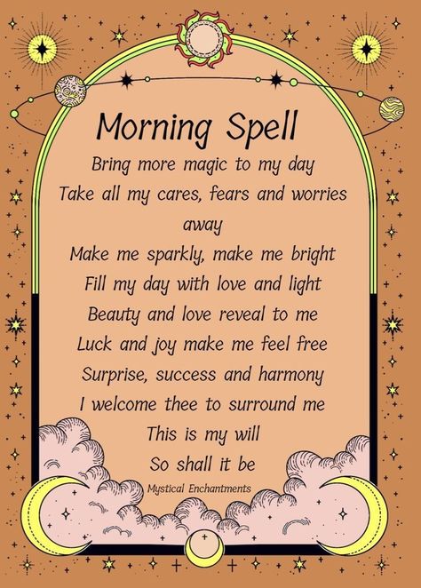 Morning Spell Ritual, Morning Spells Wicca, Spell For Good Energy, Witchcraft Morning Ritual, Spell For A Good Day, Good Day Spell, Good Vibes Spell, Simple Attraction Spell, Dream Satchel Spell