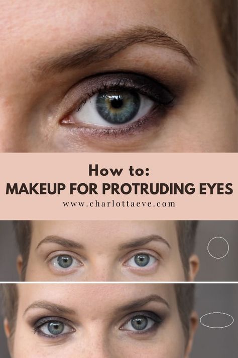 Talking about protruding or round eyes and how to work with them. Check out my makeup tutorial! #protrudingeyes #makeuptutorial #roundeyes #protrudingeyes #bulgingeyes #bigeyes #eyemakeuptutorial #beautyblog Protruding Eye Makeup Tutorial, Eyeshadow Protruding Eyes, Makeup Protruding Eyes, Round Protruding Eyes Makeup, Eyeshadow For Prominent Eyes, Eyeliner Protruding Eyes, Eye Makeup For Large Round Eyes, High Crease Eyelid Makeup, Makeup For Large Eyelids