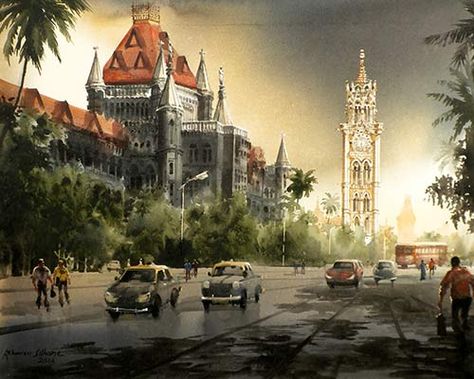 'Mumbai Forever', an exhibition of paintings by Bhuwan Silhare, held at the Kamalnayan Bajaj Art Gallery, in April 2014. Exhibit name - 5 O'Clock Shadow, 24 x 30, Acrylic on Canvas Mumbai City Painting, Indian City Art, Mandir Painting, Mumbai Painting, Mumbai Photos, Art Gallery Mumbai, Mumbai Art, Arjun Das, Drawing Competition