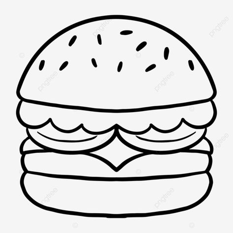 Drawing Burger, Burger Sketch, Burger Drawing, Rat Drawing, Line Art Illustration, Png Transparent Background, Png Transparent, Drawing Art, Vector File