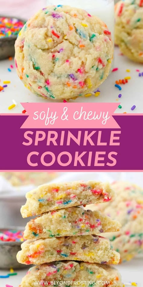 Homemade Birthday Cookies, Softest Sprinkle Cookies, Sprinkle Cookie Cake, Pink Sprinkle Cookies, Chewy Sprinkle Sugar Cookies, Pudding Sprinkle Cookies, Fall Sprinkle Cookies, Soft Sprinkle Sugar Cookies, Best Sprinkle Cookies