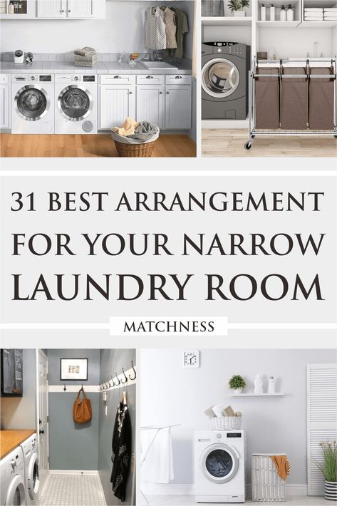 Laundry In Kitchen, Long Narrow Rooms, Narrow Laundry, Utility Room Storage, Narrow Laundry Room, Utility Room Designs, Room Arrangement, Rustic Laundry Rooms, Pantry Laundry Room