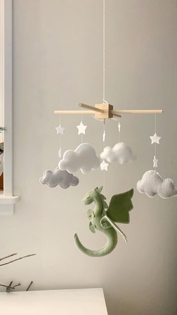 Nursery Ideas Fantasy Fairy Tales, Magical Creatures Nursery, A Frame Nursery, Mythical Creatures Nursery, Fantasy Themed Nursery Ideas, Dragon Mobile Baby, Fairytale Baby Room, Viking Baby Nursery, Fantasy Nursery Ideas