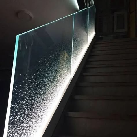 Glass Banister, Glass Railing Design, Glass Staircase Railing, Frosted Glass Wall, Glass Wall Design, Glass Handrail, Staircase Railing Design, Glass Balcony, Glass Stairs