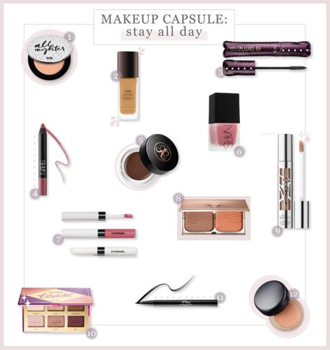 Makeup Capsule: Stay All Day // by Kate Bryan at the Small Things Blog Makeup Capsule, All Day Makeup, Nars Liquid Blush, Kate Bryan, The Small Things Blog, Beverly Ennis Hoyle, Drugstore Lips, Small Things Blog, Ball Ideas