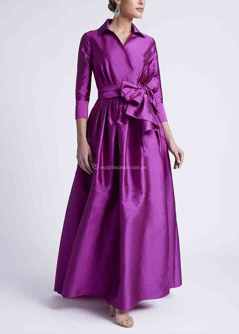 Vestido de Fiesta de Rosa Clará - 7T1B8 Lavender Fashion, Ball Skirt, Mother Of The Bride Dresses Long, Plus Size Fall Fashion, African Fashion Modern, Long Formal Dress, Taffeta Dress, Mob Dresses, Colored Wedding Dresses