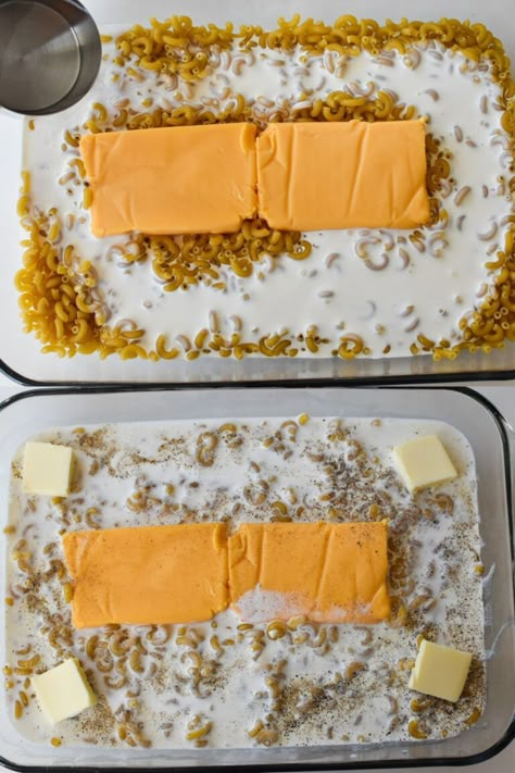 This Viral TikTok Velveeta Mac and Cheese recipe is baked in the oven without boiling the pasta! Try this Viral mac and cheese hack! Calling all cheese lovers! Have you seen the TikTok video for oven baked mac and cheese? If you are a TikTok user, you may have seen a viral video with a TikTok hack for Mac and Cheese. This recipe is the step-by-step version of those mac and cheese videos. One of the best parts is you don't boil the pasta! It goes right into the oven uncooked! Mac And Cheese Videos, Mac And Cheese Oven, Tiktok Mac And Cheese, Velveeta Mac And Cheese Recipe, Cheese Videos, Oven Baked Mac And Cheese, Oven Mac And Cheese, Macncheese Recipe, Velveeta Mac And Cheese