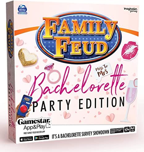 Amazon.com: Family FEUD Bachelorette Party Edition Card Game, Adult Questions Too Hot for TV, 150 Question Cards, 50 Fast Money Cards, Complementary App with Sound Effects from The Show : Toys & Games App Play, Bachelorette Games, Tv Show Games, Bachelorette Party Games, Question Cards, Kids Gift Guide, Family Feud, Money Cards, Steve Harvey