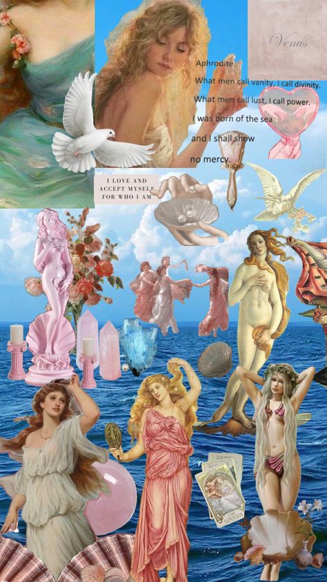 Venus Aphrodite, Pale White, Her World, Aphrodite, Stain, Collage, Pink, Color