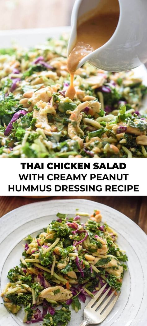 Peanut Hummus, Thai Peanut Dressing, Hummus Appetizers, Hummus Dressing, Thai Chicken Salad, Thai Salad, Scd Diet, Creamy Cucumber Salad, Thai Peanut