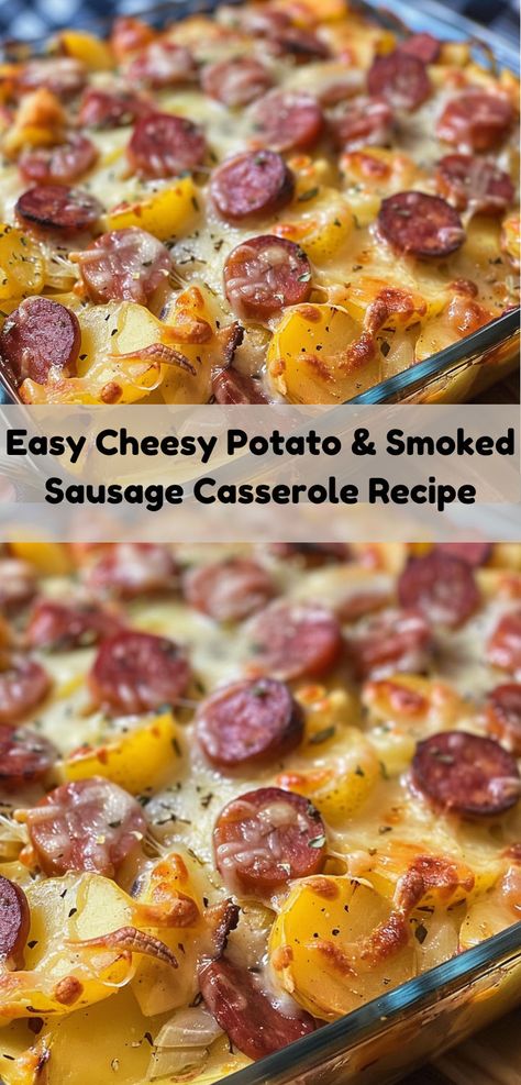 Want a tasty casserole recipe? This Easy Cheesy Potato & Smoked Sausage Casserole is perfect for any meal. Easy to make and delicious, explore more smoking sausage recipes and potato dinner recipes here! Potato And Smoked Sausage Casserole, Potato Smoked Sausage Casserole, Smoked Sausage And Potato Recipe, Smoked Sausage Casserole, Sausage Casserole Recipes, Casserole Recipes For Dinner, Sausage And Potatoes, Sausage Dinner, Smoked Sausage Recipes