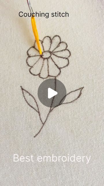 Couching Designs Embroidery, Embroidery Couching Stitch, Simple Couching Embroidery Design, Couching Stitch Embroidery Designs, Couching Stitch Embroidery, Couching Embroidery Design, Couching Embroidery, Couching Stitch, Simple Flower Design