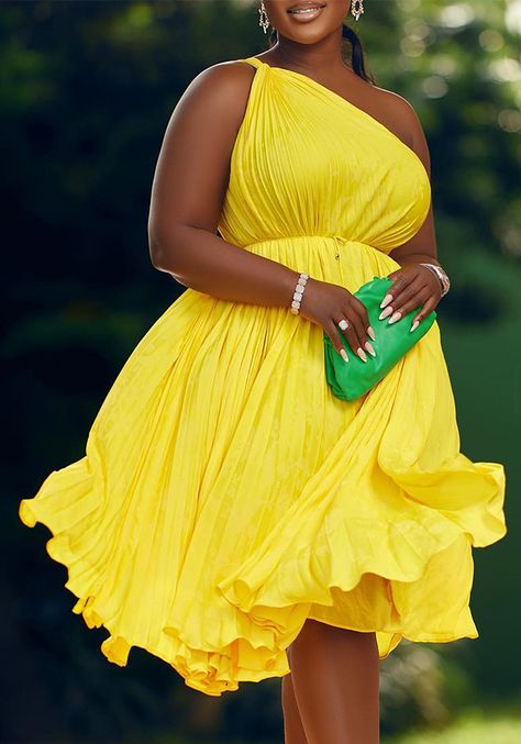 Wedding Midi Dress, Pleated Party Dress, Style Africain, Yellow Midi Dress, Belted Midi Dress, Party Kleidung, Ruffle Hem Dress, Pleated Midi Dress, New Dresses