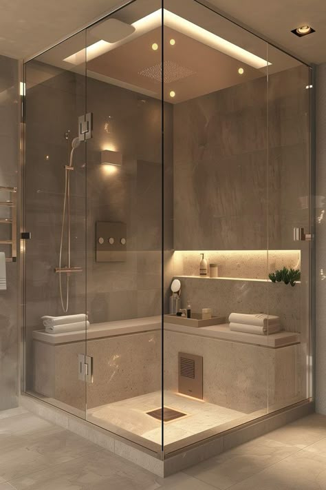 Dream Bathrooms Luxury Modern, Wet Room Ideas, Villa Bathroom, Bathroom Interior Design Luxury, Luxury Spa Bathroom, Bathroom Interior Design Modern, Modern Luxury Bathroom, Bathroom Luxury, Bilik Air