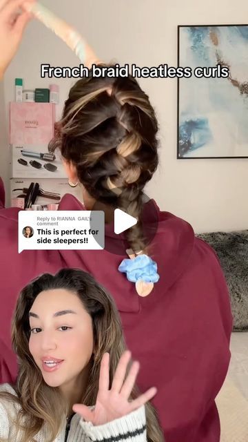 Sara Saadia on Instagram: "Full results are already on my page! Any more questions let me know! 🤍

#unicorncurls #heatlesscurls #hairhacks #hairtipsandtricks #hairideas #hairhacks101 #heatlesshairstyle #hairtutorial #hair" Heatless Curls Braid Method, Heatless Curls Unicorn Method, Unicorn Heatless Curls Tutorial, Unicorn Heatless Curls, Unicorn Curls, Heatless Curls Short Hair, Unicorn Braid, Heat Free Curls, Heatless Curls Tutorial