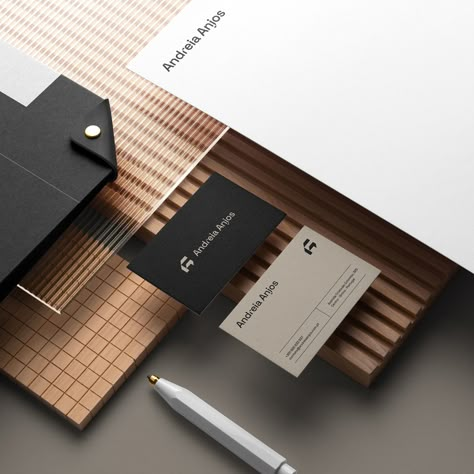 Stylish branding project for architecture firm abduzeedo0303—23 The Abduzeedo design blog is excited to showcase a recent branding and visual identity project for architect Andreia Anjos, who is based in Sintra, Portugal. The project was created by Luiz Design and features a contemporary design style that incorporates many angles into her projects, it was important to create a visual identity that truly represented her unique perspective. The goal was to create a strong symbol that would… Showcase Portfolio, Typography Brochure, Brand Showcase, Identity Presentation, Architecture Business Cards, Blueprint Drawing, Architect Logo, Contemporary Design Style, Identity Project