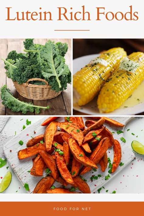 These lutein rich foods are all great ways to improve your eye health. Most are high in zeaxanthin too, which is another important carotenoid. #eyes #lutein Zeaxanthin Rich Foods, Leucine Rich Foods, Lutein Foods, Eye Health Food, Dark Green Vegetables, Eating Carrots, Dark Leafy Greens, Healthy Eyes, Food Articles