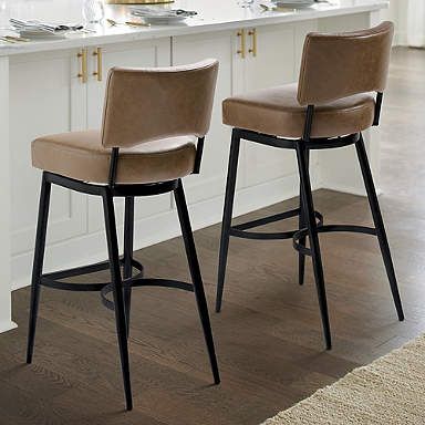 Kellan Low Back Swivel Bar & Counter Stool Metal Bar Stools Kitchen, Island Counter Stools, Kitchen Island Counter, Island Bar Stools, Black Counter Stools, Counter Stools With Backs, Island Counter, Island Stools, Bar Stools Kitchen Island