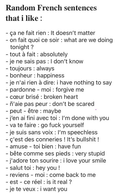 Sweet French Words, Aesthetic French Phrases, French Slang Phrases, French To English Language Learning, French To English Quotes, Language Journal Aesthetic French, French Journal Aesthetic, Speak French Aesthetic, French Language Tips