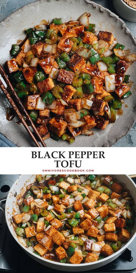 Tofu Recipes Asian Dishes, Tofu And Peppers, Vegan Bell Pepper Recipes, Tofu Healthy Recipes, Pepper Tofu Recipe, Healthy Tofu Recipes, Vegan Tofu Recipes, Black Pepper Tofu, Pepper Tofu