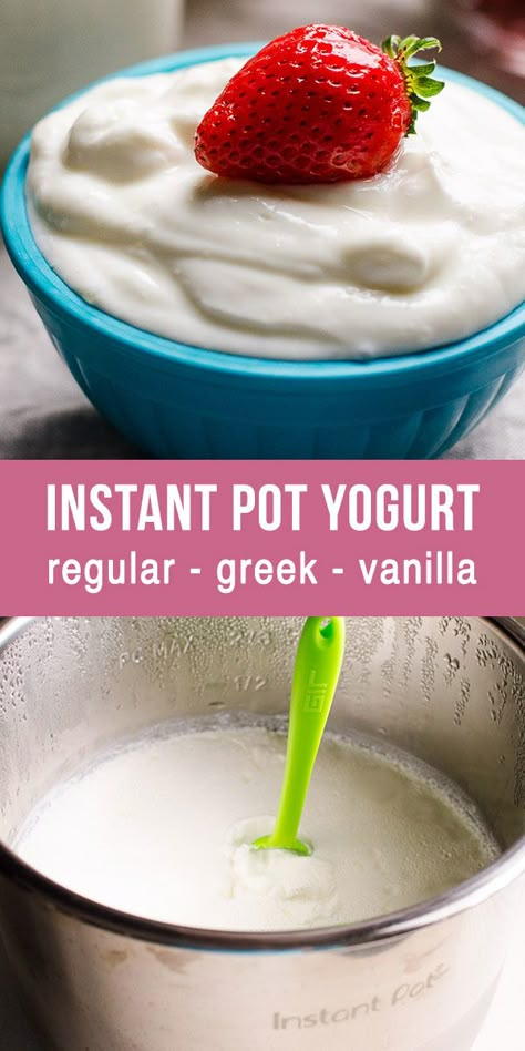 Making Cheese In The Instant Pot, Yoghurt Instant Pot, Insta Pot Yogurt Recipes, Yogurt In Instant Pot How To Make, Making Yogurt In Instant Pot, Instant Pot Recipes Yogurt, Greek Yogurt Recipes Instant Pot, Diy Vanilla Greek Yogurt, Instant Pot Vanilla Greek Yogurt